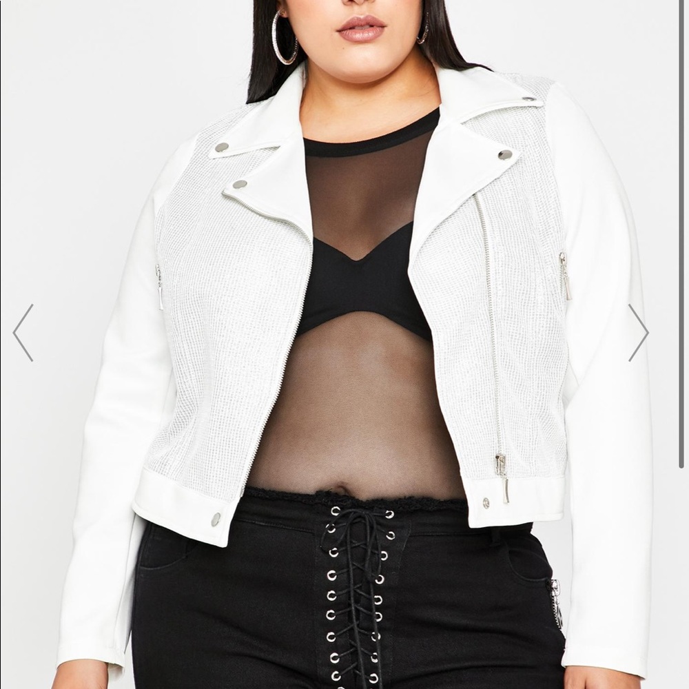 Dolls Kill Baddie Bling Ride Moto Jacket 3X